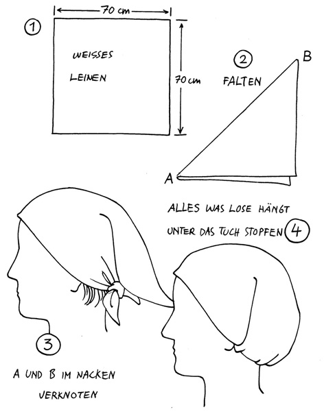 Anleitung zur Bindung eines mittelalterlichen Kopftuschs für Damen